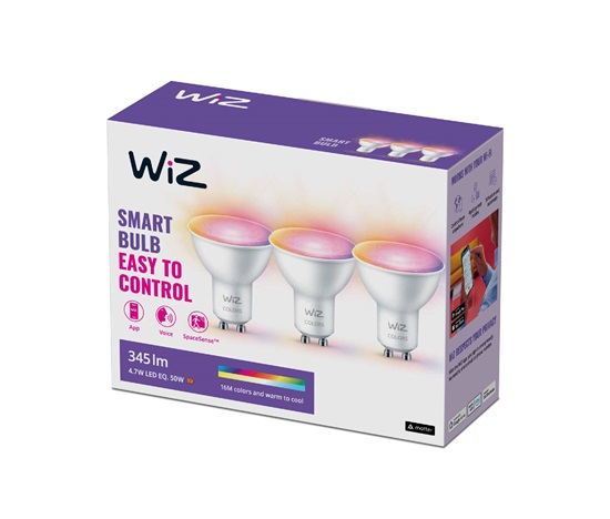 PHILIPS WiZ Wi-Fi BLE GU10 50 W - barevná žárovka, nastavitelná teplota, stmívatelná