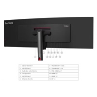 LENOVO LCD P49w-30 - 49”,IPS,matný,16:9,5120x1440,60Hz,4ms/6ms,350cd/m2,2000:1,HDMI,DP,USB-C,ThB,RJ45,USBHub,Pivot,VESA