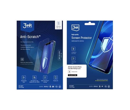 3mk All-Safe - AIO fólie Anti-Scratch Full Wet Fitting Phone, 5 ks