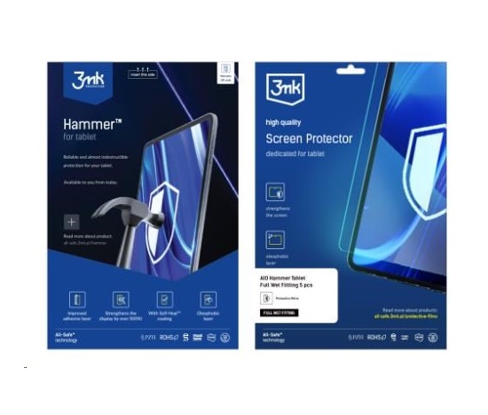 3mk All-Safe - AIO fólie Hammer Full Wet Fitting Tablet, 25 ks