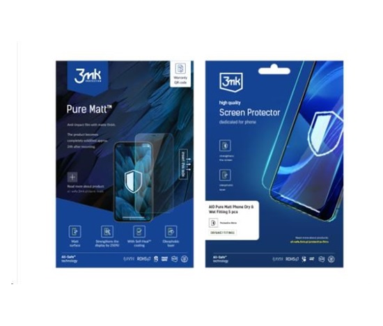 3mk All-Safe - AIO fólie Pure Matt Pro Dry & Wet Fitting Phone, 5 ks