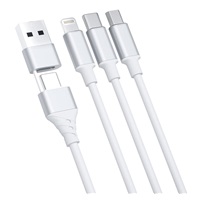 3mk nabíjecí kabel - Hyper Cable 3in1 A/C to C/Micro/Lightning 1.5m, bílá