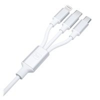 3mk nabíjecí kabel - Hyper Cable 3in1 A/C to C/Micro/Lightning 1.5m, bílá