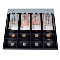 Virtuos pokladní zásuvka C420D - s kabelem, kovové držáky, 9-24V, bílá