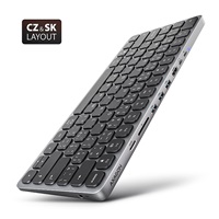 AXAGON HMC-KB-CS, USB 5Gbps hub s CZ/SK klávesnicí, HDMI 4K/60Hz, 3x USB-A, SD/mSD, audio, PD 100W, kabel USB-C 60cm