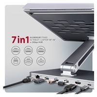 AXAGON HMC-STND, stojan pro 10"-16" notebooky, USB 5Gbps hub, 3x USB-A, HDMI 4k/60Hz, RJ-45, PD 100W, kabel USB-C 60cm