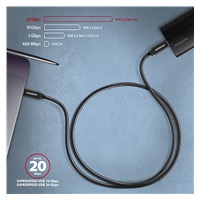 AXAGON BUCM32-CM15AB, SPEED+ kabel USB-C <-> USB-C, 1.5m, USB 20Gbps, PD 100W 5A, 4K HD, ALU, oplet, černý