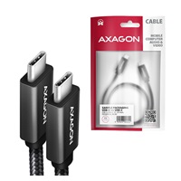 AXAGON BUCM32-CM15AB, SPEED+ kabel USB-C <-> USB-C, 1.5m, USB 20Gbps, PD 100W 5A, 4K HD, ALU, oplet, černý
