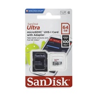 SanDisk MicroSDXC karta 64GB Ultra (R:100/W:100 MB/s, UHS-I, C10) + adaptér