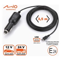Mio cigaretová nabíječka 3.5 m ke kamerám Mio, mini-USB 5V, 2A (bulk)