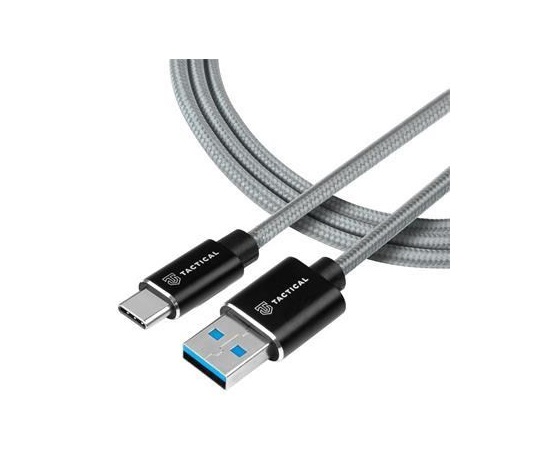 Tactical nabíjecí kabel, USB-A/UCB-C, 15 W, délka 30 cm, šedá
