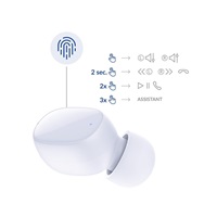 3mk bezdrátová stereo sluchátka FlowBuds, nabíjecí pouzdro, bílá