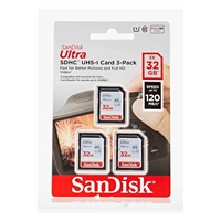 SanDisk SDHC karta 32GB Ultra (R:120/W:120 MB/s, UHS-I, C10), 3-Pack