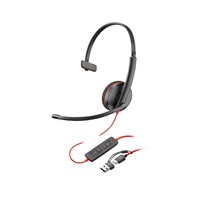 Poly Blackwire 3220 náhlavní souprava, USB-C/A adaptér, stereo