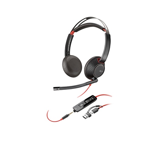 Poly Blackwire 5220 náhlavní souprava, 3.5 mm jack + USB-C/A adaptér, stereo
