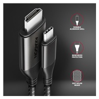 BAZAR AXAGON RVC-HI2MC, USB-C -> HDMI 2.0a redukce / kabel 1.8m, 4K/60Hz HDR10 - POŠKOZENÝ OBAL
