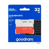 GOODRAM Flash Disk 2x32GB UME2, USB 2.0, bílá, červená