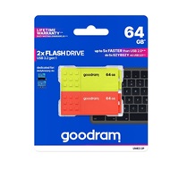 GOODRAM Flash Disk 2x64GB UME3, USB 3.0, žlutá, oranžová