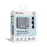 VERBATIM GaN Nabíječka do sítě GNC-240, 240W, 3x USB-C, 1x USB