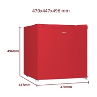 CHiQ CSD46D4RE minibar, 46 litrů, 2 přihrádky, 0 °C až +10 °C, 39 dB, červený