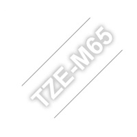 BROTHER Matná laminovaná páska pro tisk štítků Brother TZe-M65 – bílý tisk na čirém podkladu, šířka 36 mm