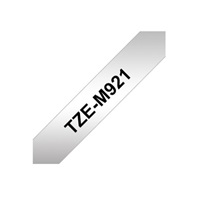 BROTHER Originální kazeta Brother TZe-M921 - černá na matné stříbrné, šířka 9 mm