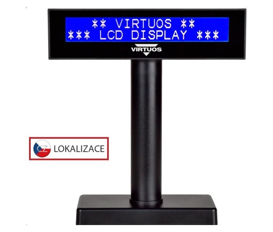 Virtuos LCD zákaznický displej Virtuos FL-2026MB 2x20, USB, černý