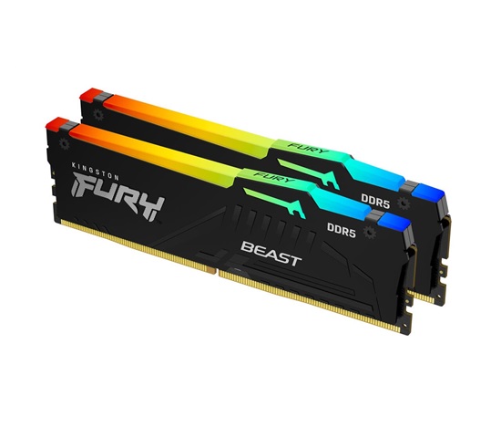 KINGSTON DIMM DDR5 32GB (Kit of 2) 6000MT/s CL30 Non-ECC FURY Beast RGB XMP, Černá