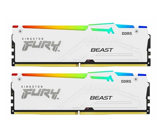 KINGSTON DIMM DDR5 64GB (Kit of 2) 6000MT/s CL30 Non-ECC FURY Beast RGB XMP, Bílá