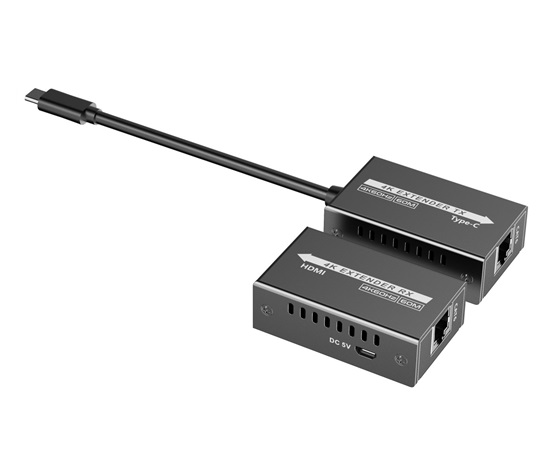 PremiumCord USB-C na HDMI extender přes patch kabel Cat5e/6/6a 4K@60Hz na 60m