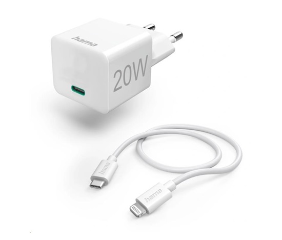 Hama set: rychlá USB nabíječka USB-C PD 20 W + kabel USB-C Lightning 1 m