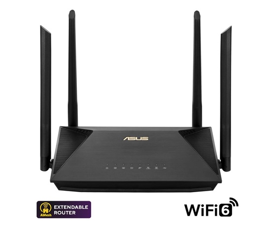 ASUS RT-AX53U UK (AX1800) WiFi 6 Extendable Router, AiMesh, 4G/5G Mobile Tethering