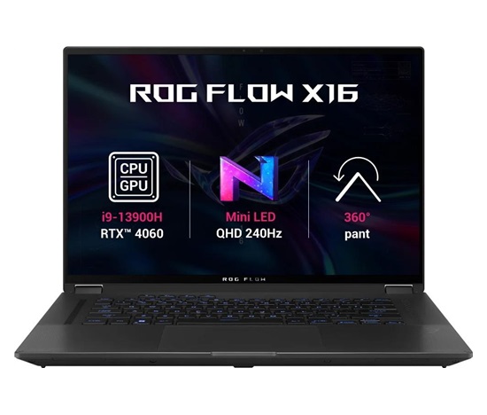 ASUS NTB ROG Flow X16 (GV601VV-NL062X), i9-13900H, 16" 2560 x 1600, 32GB, 1TB SSD, NVIDIA RTX 4060, W11 Pro, Black