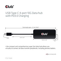 Club3D hub 1xUSB-C na 4xUSB-C, 10Gbps port, PD 3.0