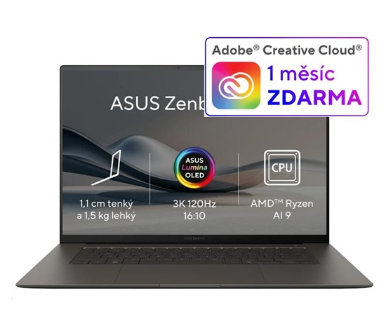 ASUS NTB Zenbook S (UM5606WA-OLED221X), AI 9 HX 370, 16" 2880 x 1800, 32GB, 1TB SSD, AMD Radeon, W11 Pro, Gray