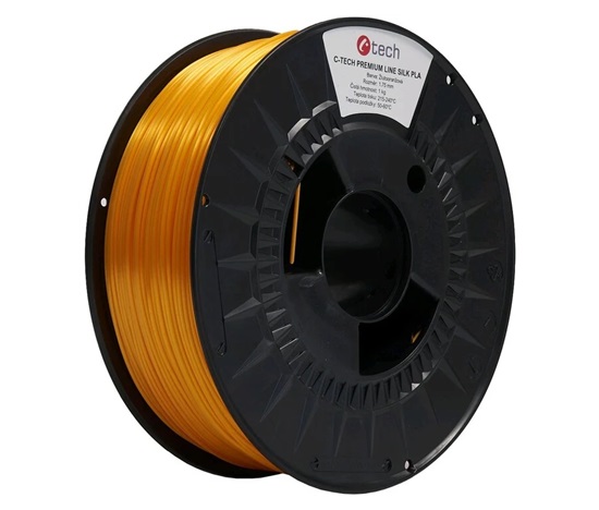 C-TECH Tisková struna (filament) PREMIUM LINE, Silk PLA, žlutooranžová, RAL2000, 1,75mm, 1kg