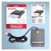 AXAGON CRE-SM3T, USB-A FlatReader čtečka kontaktních karet Smart card (eObčanka), kabel 1.3m