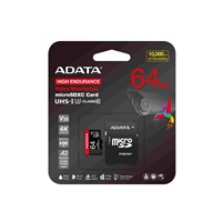 ADATA MicroSDXC karta 64GB High Endurance UHS-I C10 V30 A2 (R:100/W:80 MB/s) + SD adaptér