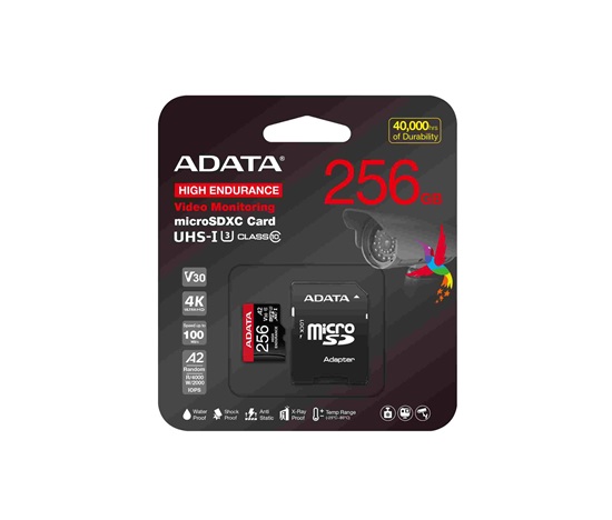 ADATA MicroSDXC karta 256GB High Endurance UHS-I C10 V30 A2 (R:100/W:85 MB/s) + SD adaptér