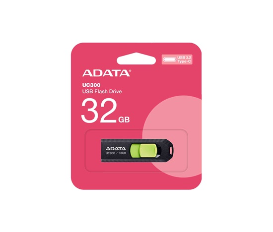 ADATA Flash Disk 32GB UC300, USB-C 3.2, černo-zelená