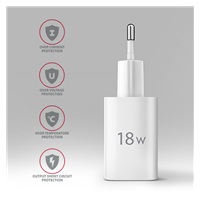 AXAGON ACU-QC18W, nabíječka do sítě 18W, 1x port USB-A, QC3.0/AFC/Apple, bílá