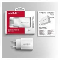 AXAGON ACU-QC18W, nabíječka do sítě 18W, 1x port USB-A, QC3.0/AFC/Apple, bílá