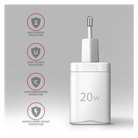 AXAGON ACU-PD20W, nabíječka do sítě 20W, 1x port USB-C, PD3.0/PPS/QC4+/AFC/Apple, bílá
