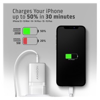 AXAGON ACU-PD20W, nabíječka do sítě 20W, 1x port USB-C, PD3.0/PPS/QC4+/AFC/Apple, bílá