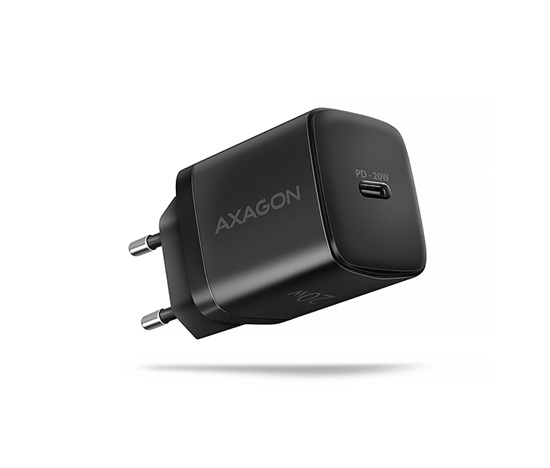 AXAGON ACU-PD20, nabíječka do sítě 20W, 1x port USB-C, PD3.0/PPS/QC4+/AFC/Apple, černá