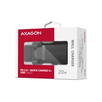 AXAGON ACU-PD20, nabíječka do sítě 20W, 1x port USB-C, PD3.0/PPS/QC4+/AFC/Apple, černá