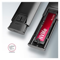 AXAGON EEM2-GTS2, USB-C 10Gbps - M.2 NVMe & SATA SSD kovový THIN box, bezšroubkový