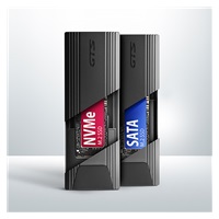 AXAGON EEM2-GTS2, USB-C 10Gbps - M.2 NVMe & SATA SSD kovový THIN box, bezšroubkový