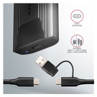 AXAGON EEM2-GTS2, USB-C 10Gbps - M.2 NVMe & SATA SSD kovový THIN box, bezšroubkový