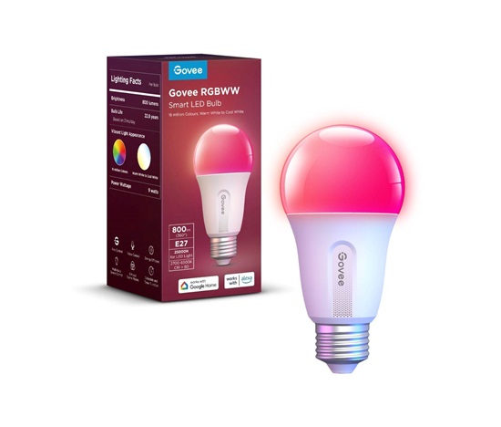 Govee Smart žárovka RGBWW 9W-60W 800lm E27 Long Life
